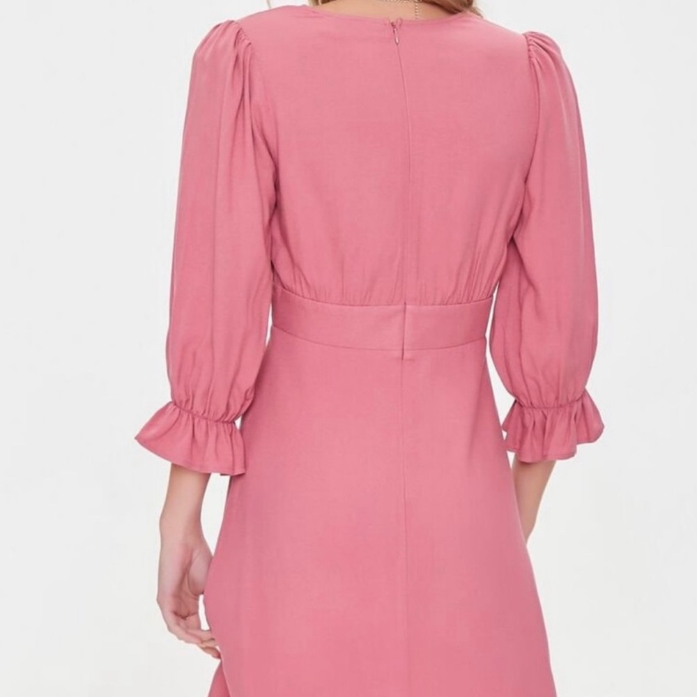 Plunging Trumpet-Sleeve Mini Dress - Picture 2 of 4